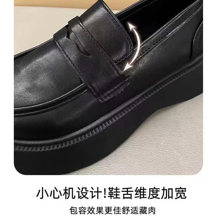 【优选好物】韩版乐福鞋女2026新款厚底松糕鞋日系jk英伦风小皮鞋 黑色 35 偏大脚瘦拍小一码
