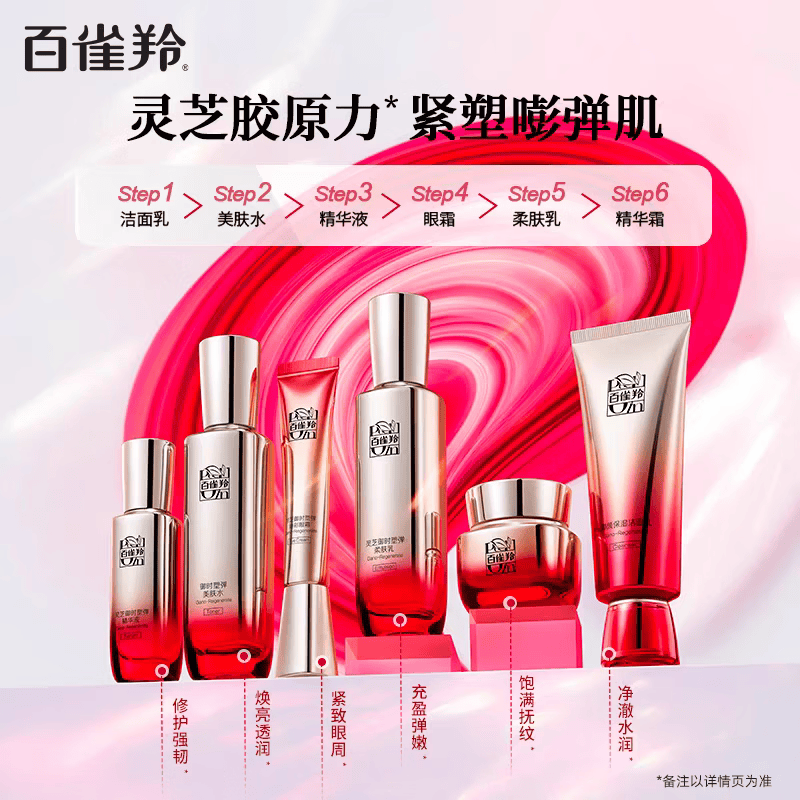 百雀羚【王一博同款】灵芝水乳护肤套装礼盒紧致礼物送女友送老婆送妈妈 【销量TOP1】买水乳送洁面+霜