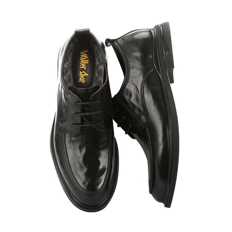 Walker Shop男士高端皮鞋商务正装皮鞋男款头层牛皮时尚软底软面通勤休闲皮鞋 黑色内增高【正品男鞋 空运速达】 40