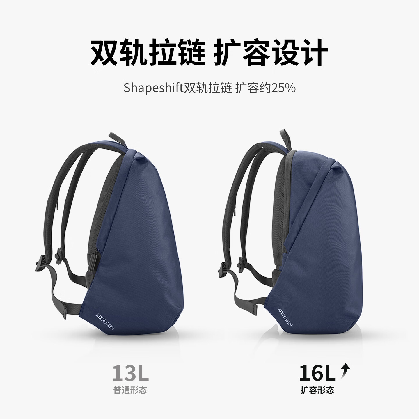 XDDESIGN爱思迪双肩包男女防盗背包通勤15.6英寸笔记本电脑包旅行包休闲包 深蓝色