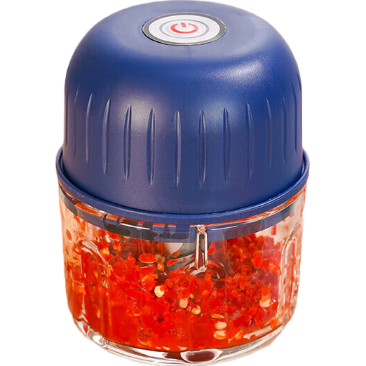 绞肉机小型打蒜器家用绞蒜切蒜器多功能辅食料理机电动蒜泥神器蒜蓉机自动切菜机压蒜器 蓝色-升级电机 2页刀 0.26L