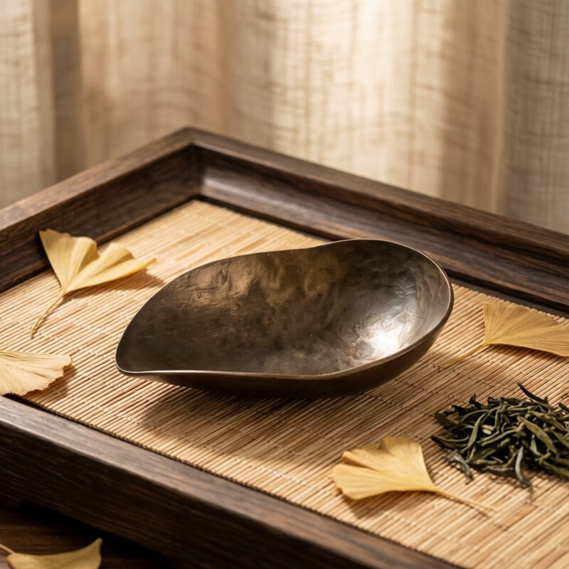 复古手工紫铜茶则 马蹄形锤纹工艺 功夫茶道六君子赏茶器茶具配件 手工锤纹紫铜茶则（小马蹄）