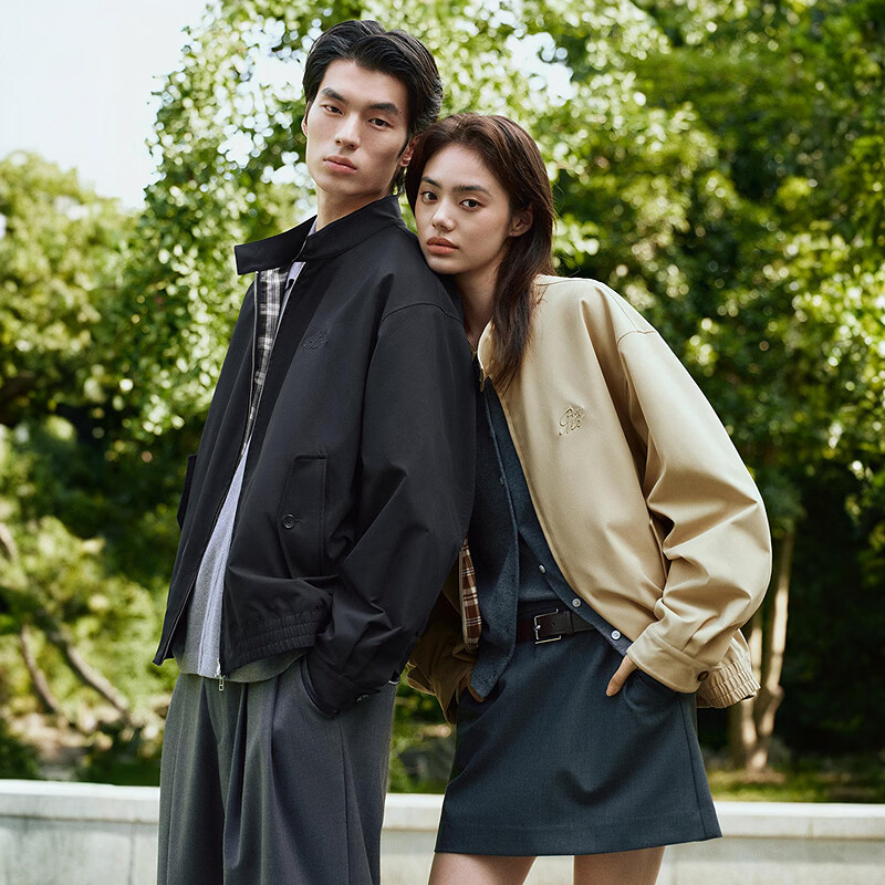 太平鸟男装夹克25秋季宽松阔版教练夹克立领哈林顿质感外套潮 藏青蓝 第二批 L