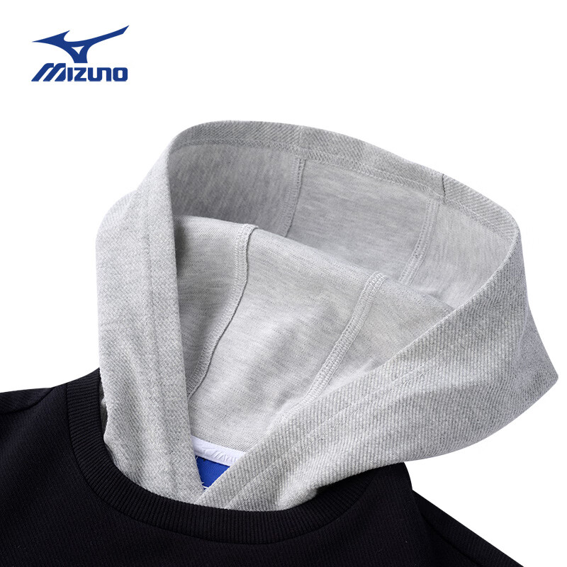 美津浓(MIZUNO)儿童卫衣连帽套头假两件时尚春秋百搭简约男女中大童 黑色 140 cm (建议身高135-145cm)