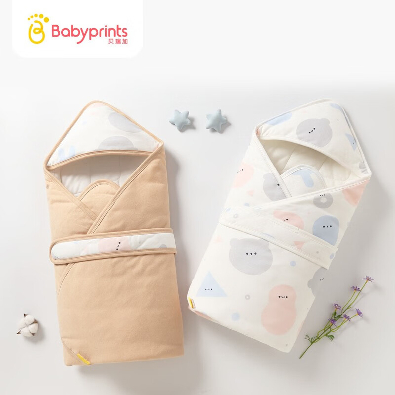 Babyprints 婴儿抱被 新生儿宝宝纯棉多功能包被1件装 克里克利 90*90cm