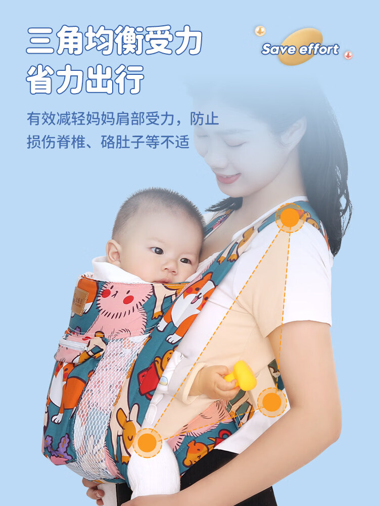 KETAOQI背带婴儿前后两用外出简易透气前抱式宝宝新生儿抱娃神器解放双手 卡通小狗