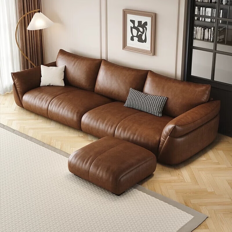 欧卡蔻2026新款沙发客厅真皮现代简约头层牛皮轻奢直排贵妃三人位沙发 (接触面真皮)焦糖色 170x98x84cm 京东折扣/优惠券