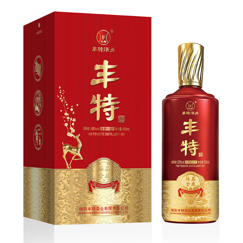丰特浓香型白酒52度纯粮食酒口粮酒四川白酒 52度 500mL 2盒 金鹿