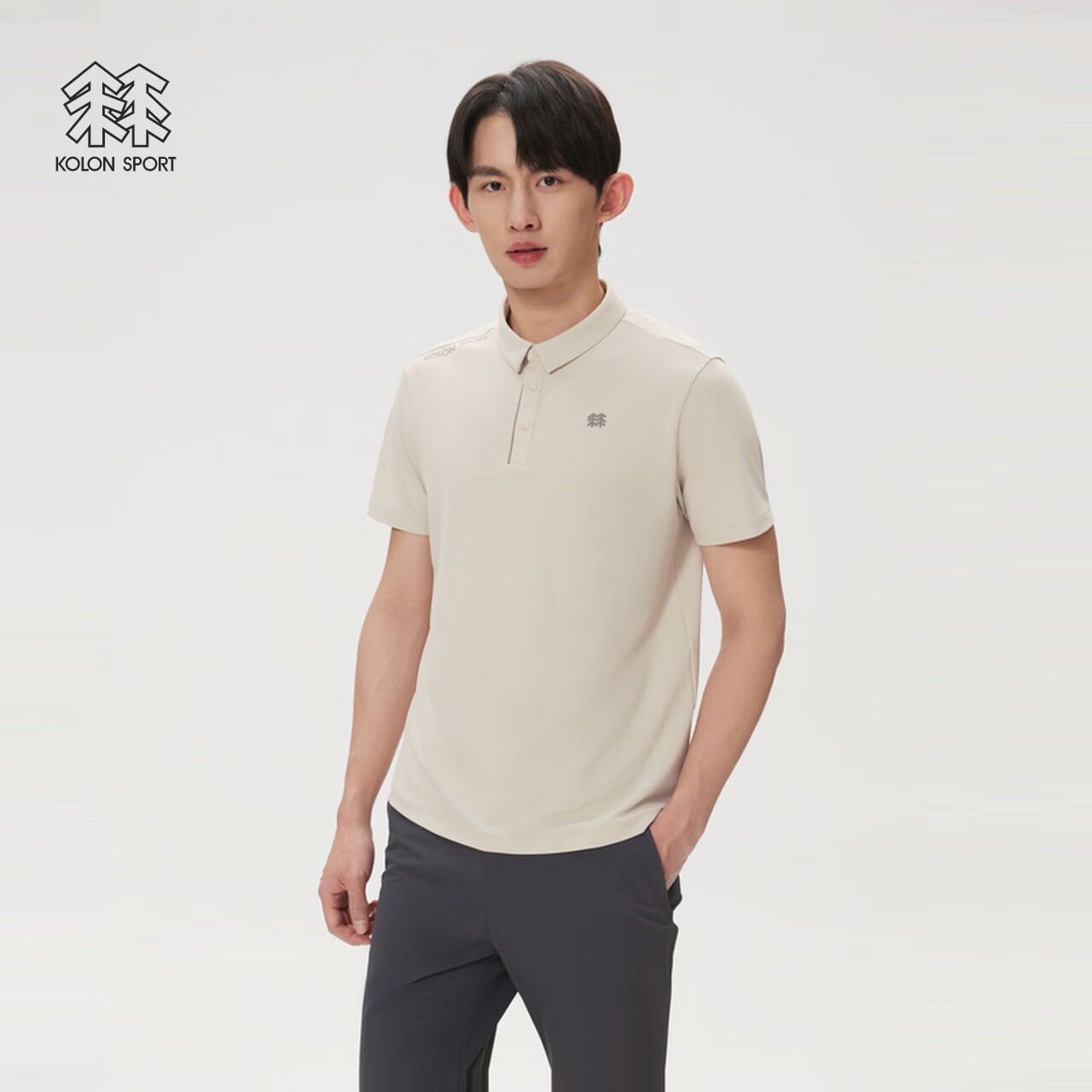 KOLON SPORT/可隆户外吸湿速干T恤 男士抗菌珠地POLO衫 LHPT6MTT25-OT 燕麦灰 2XL 185/104A