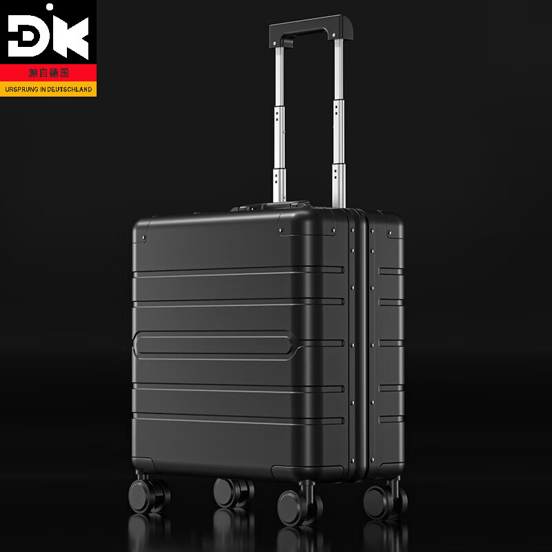 DK全铝镁合金商务行李箱拉杆箱18寸登机箱高端旅行箱金属箱子 耀夜黑【登机箱高端旅行】 18英寸 可登机-适合1-2天出行