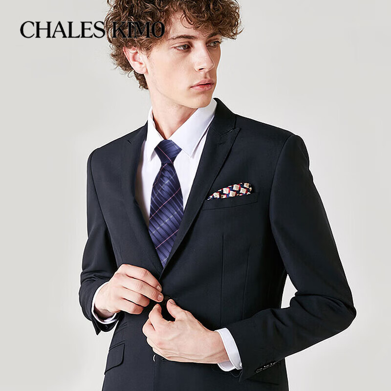 CHALES KIMO领带男10cm宽版正装商务拉链款纯色送父亲加宽超大号免打结婚高档 H196-(宽10cm） 拉链免打款