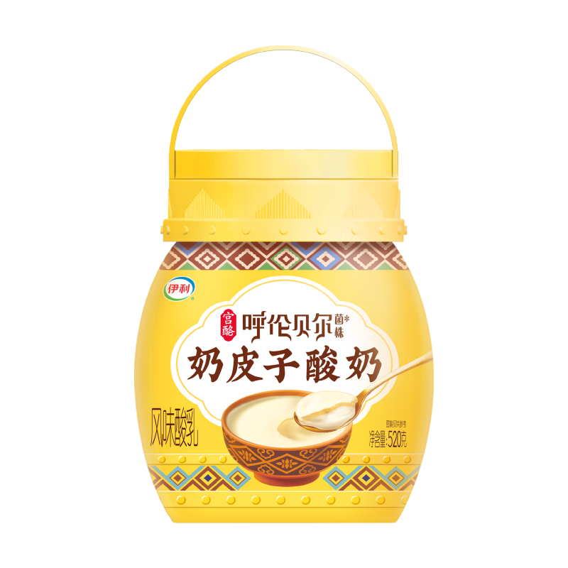 伊利宫酪 呼伦贝尔奶皮子酸奶 珍贵菌株 醇香厚奶皮风味酸乳520g/桶