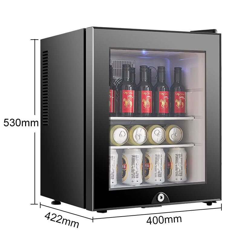 SJBOB德国进口品质酒店客房40L小冰箱迷你芯片静音冷藏保鲜小型家用冰箱冰柜 40L透明玻璃门(全冷藏_带锁)