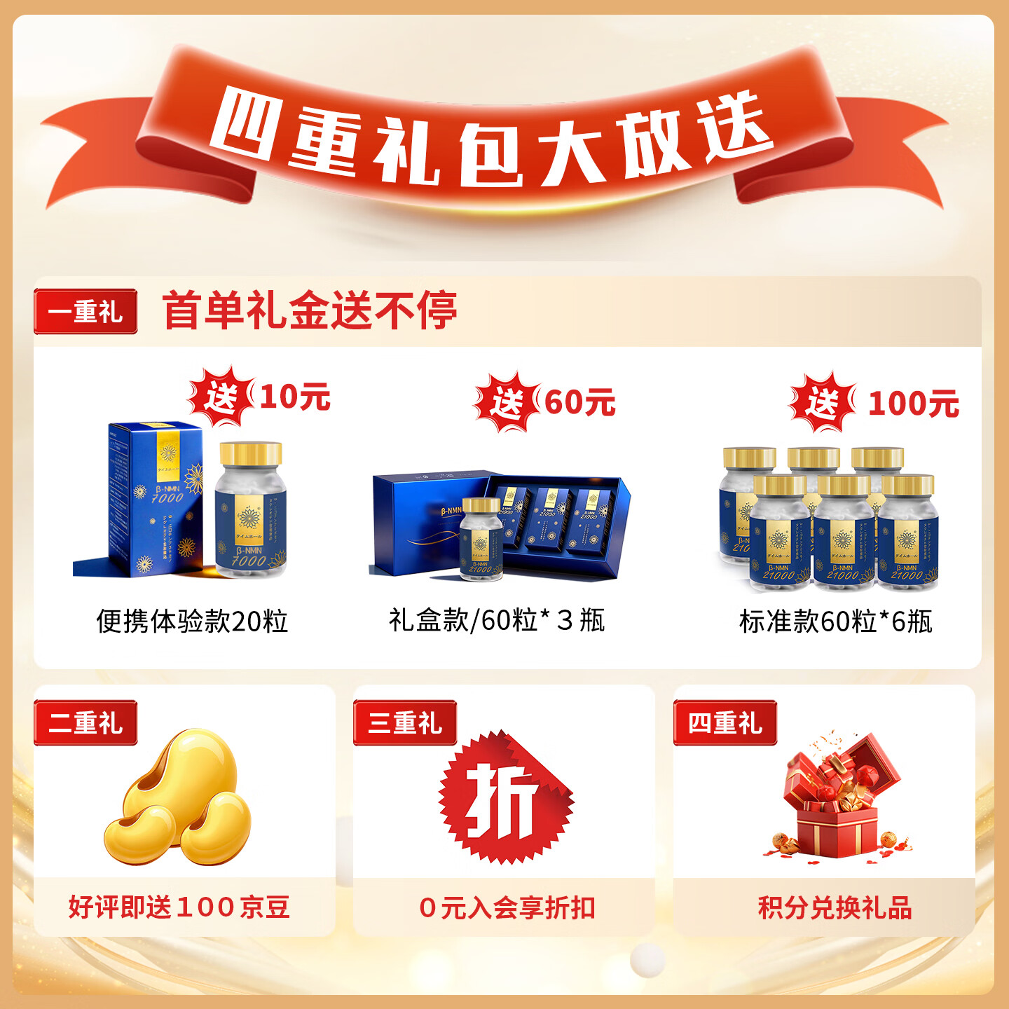 信和製薬【日本原装进口】nmn21000烟酰胺单核苷酸NAD+补充抗衰长寿保健品 节日爆款 60粒*3瓶 【新品】