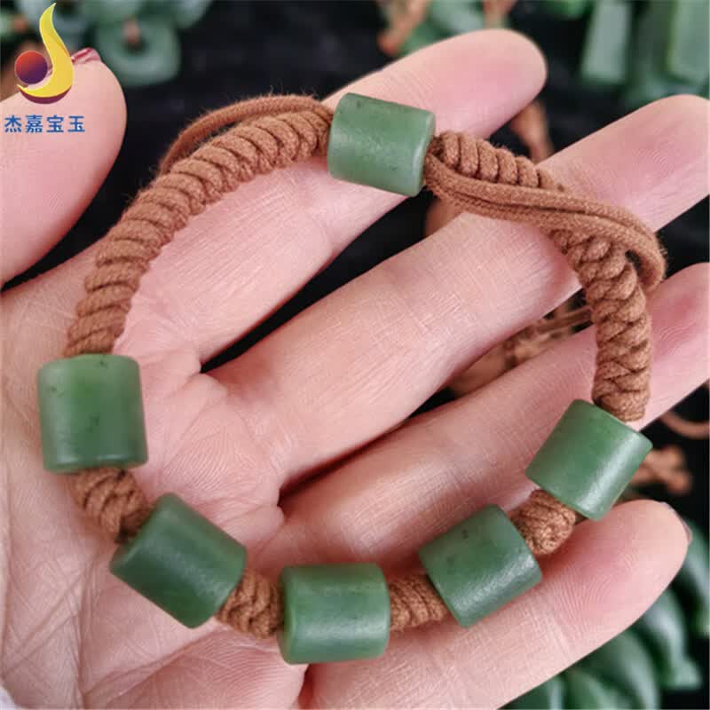 杰嘉宝玉【路路通】和田手工编织玉碧玉老料路路通手链珠子手串编绳手链