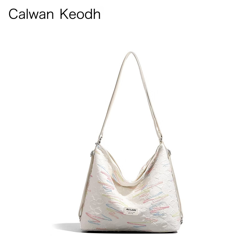 CALWAN KEODH轻奢包包女包帆布2026新款单肩托特大包生日礼物大容量送女友老婆 米白色-小众时尚百搭通勤品牌
