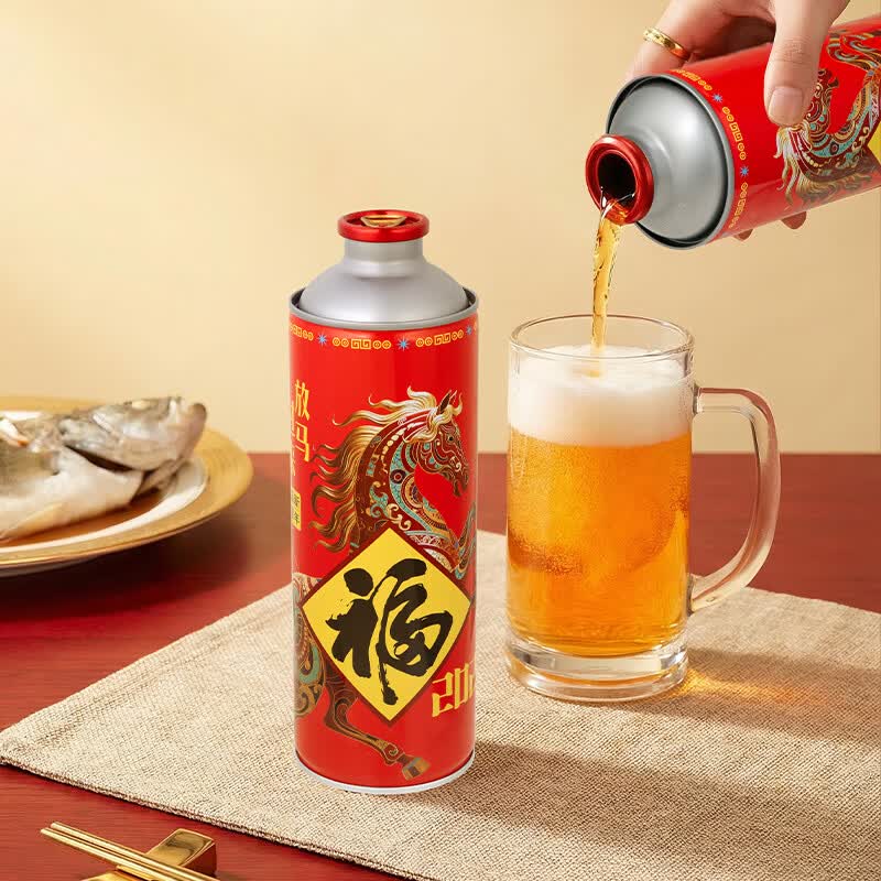 雪花（SNOW）啤酒全麦5号马年限定福罐组合装精酿啤酒 马年福罐1LX12罐+全麦5号 1L 6罐 组合装