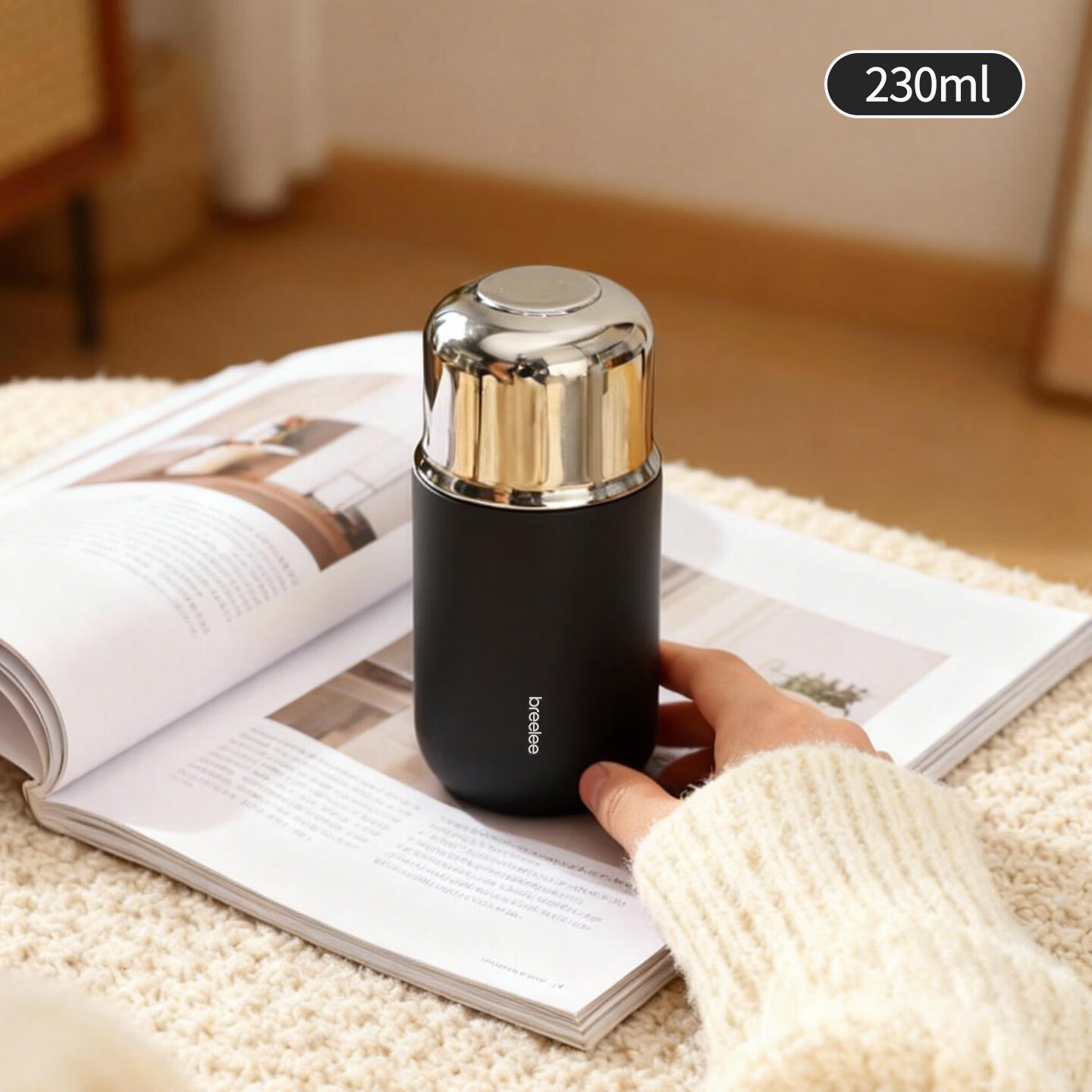 闲适生活迷你保温杯女生高颜值小巧便捷小容量口袋杯 316不锈钢随行水杯 曜石黑【230ml】