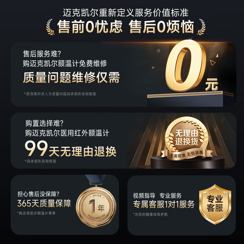 迈克凯尔医用精准婴儿电子体温计额温枪耳温枪家用快速测温枪成人儿童专用 医用新标准【重磅新品】5年续航免充电+1秒速测