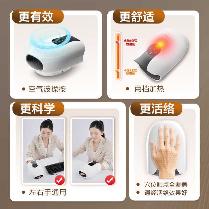 海尔手部按摩仪 小胖妞揉捏热敷手掌手指关节腱鞘按摩仪手部按摩器母亲节礼物长辈礼物