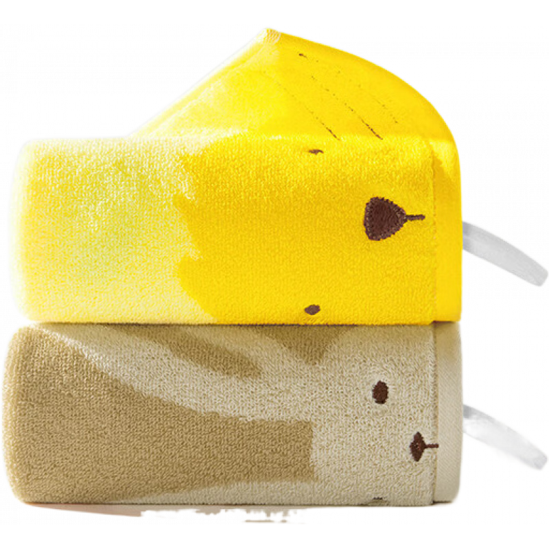 孚日（SUNVIM ）全棉兒童毛巾吸水男女寶寶專用 童心面巾裝_【棕+黃】 2條