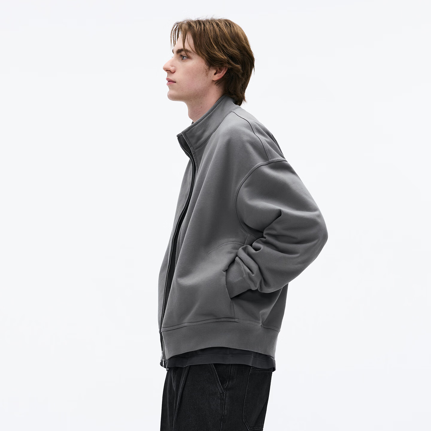 熊猫·本（ben.panda）休闲立领开衫卫衣男士百搭长袖外套上衣2026春季新款 中灰色 M