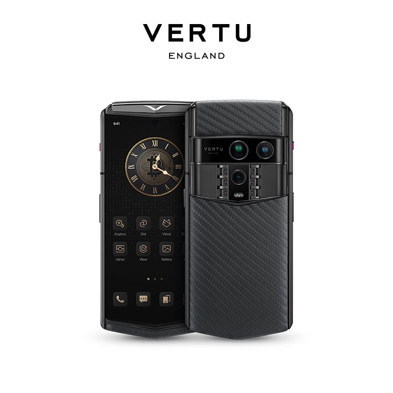 VERTU【新品上市】威图纬图AGENT Q奢品Ai智能体手机旗舰高端商务安全加密礼品 黑钢骑士黑碳纤纹小牛皮