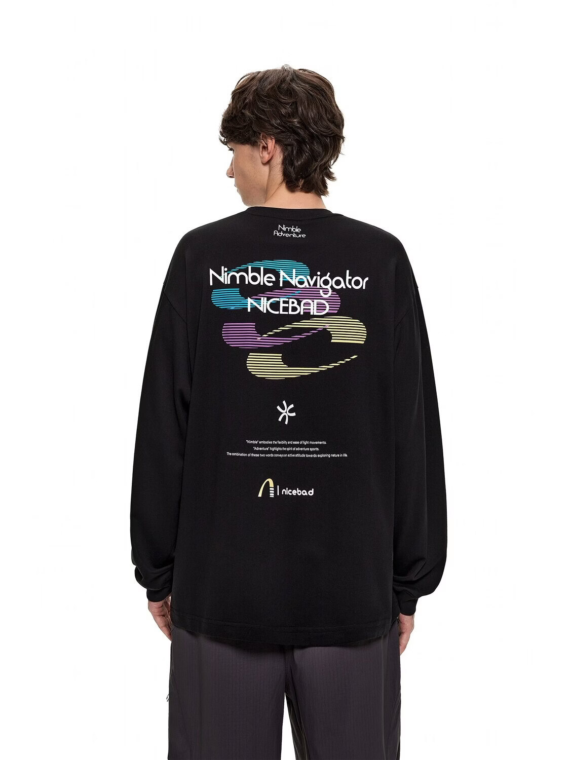 NICEBAD速干莫代尔凉感冰皮抗菌撞色运动休闲长袖舒适百搭春 白色(现货) S