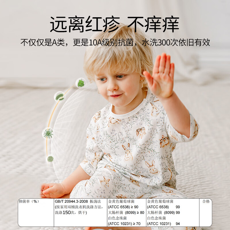 ELLE BABY儿童背心套装冰氧棉吊带夏日清爽透气7A类抗菌透气无袖家居服装 碎花萌兔 120 【推荐身高110cm-122cm】