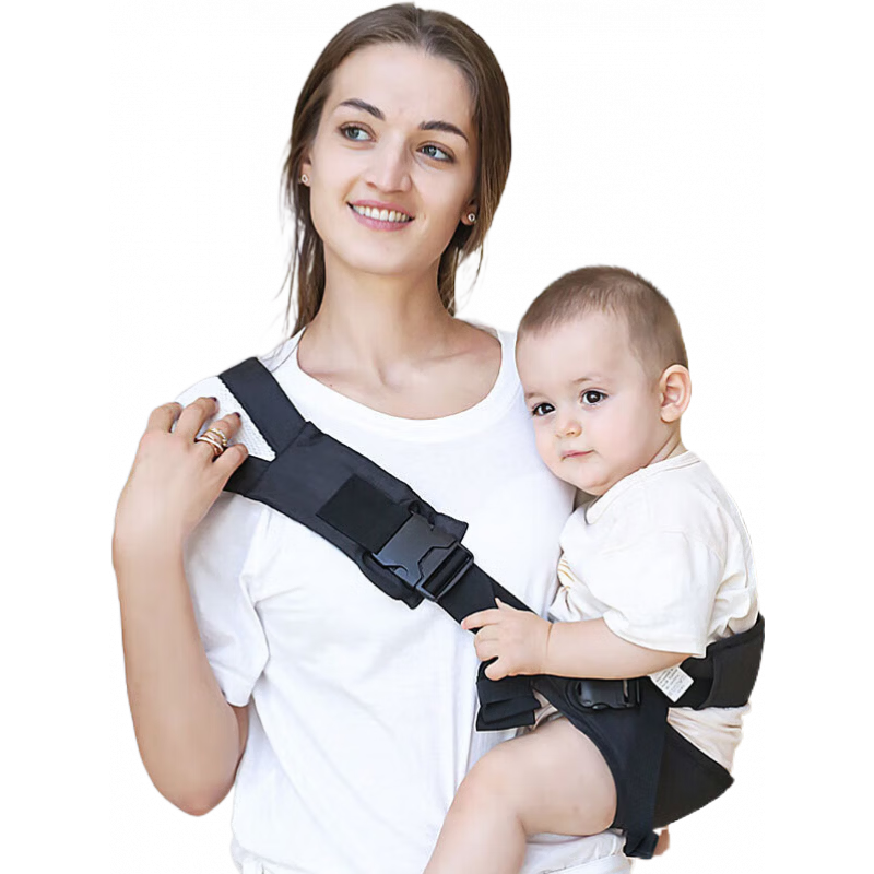 COOKSS嬰兒背帶抱娃神器前抱式抱孩子新生兒0-4歲橫抱式四季通用透氣 暗夜黑-【升級防滑坐墊防后仰】