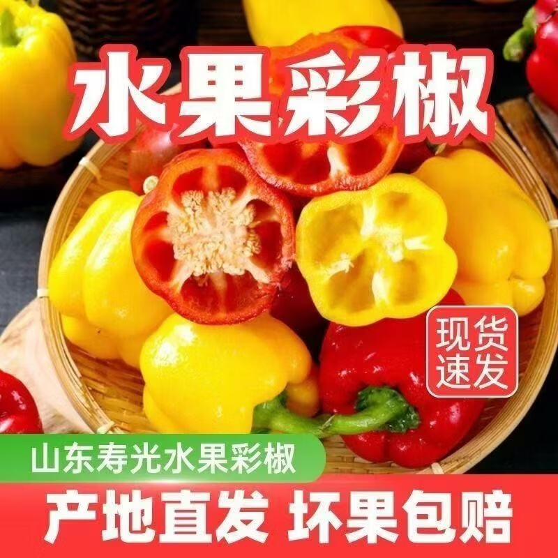 秦品堂山东寿光新鲜红黄双色彩椒灯笼椒五彩椒柿子椒沙拉菜蔬菜水果彩椒 寿光彩椒5斤