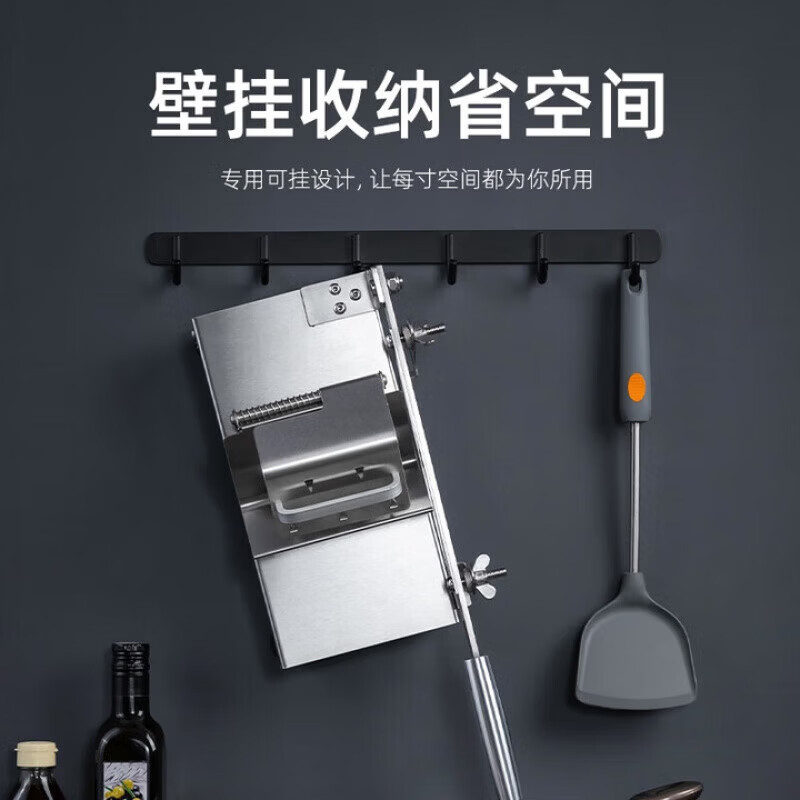 RSRDDY德国切羊肉卷切片机家用商用小型鲜肉手动切年糕刀冻肥牛羊肉卷切 食品级304大款+原装刀片1+冻肉袋10个