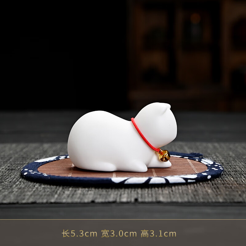 山头林村创意可爱小猫咪摆件家居办公书桌装饰品茶几茶宠摆设好奇萌猫茶玩 本色 好奇猫茶宠青色