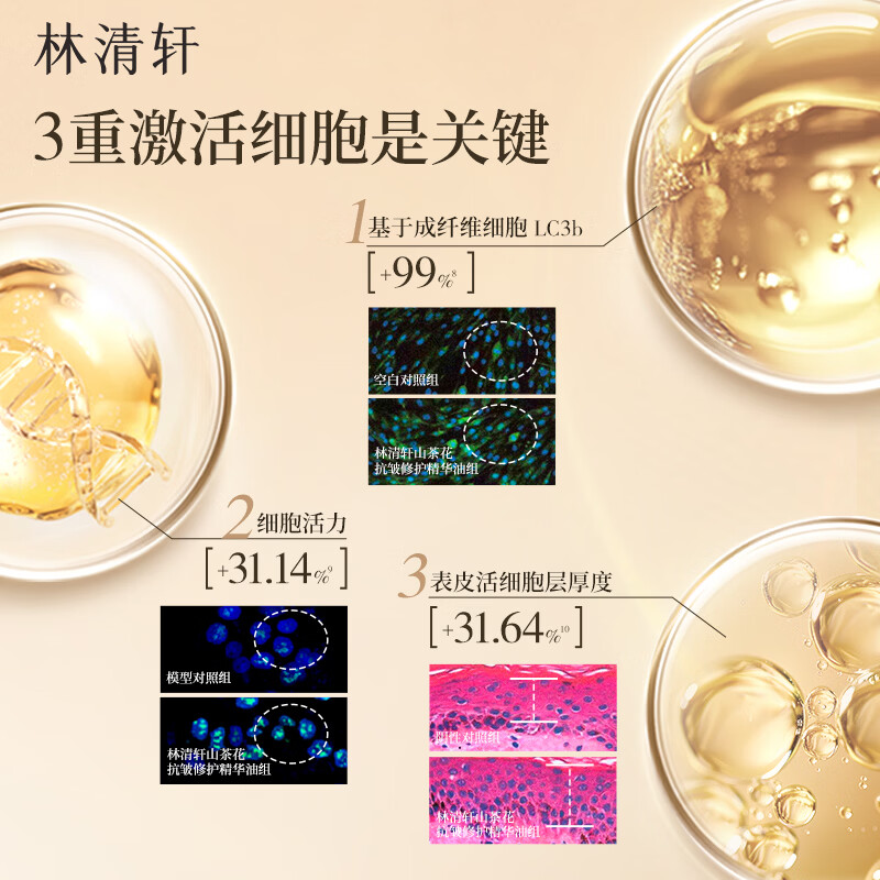 林清轩【母亲节】5.0山茶花抗皱修护精华油紧致护肤节日礼物送女友 【明星组合】小金珠水油礼盒