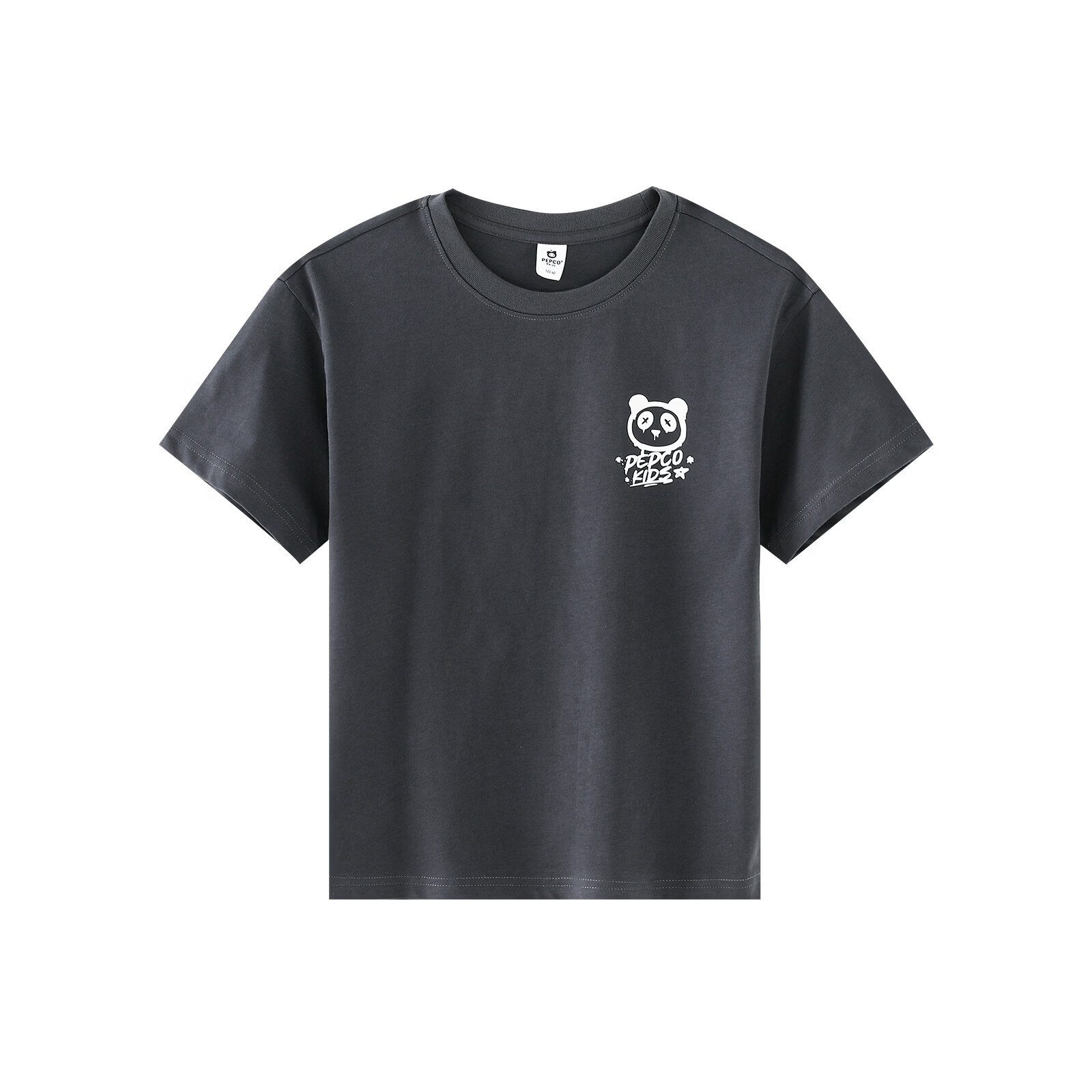 小猪班纳童装夏装新款儿童短袖T恤中大童男童上衣女童男孩亲子装 水泥灰 90