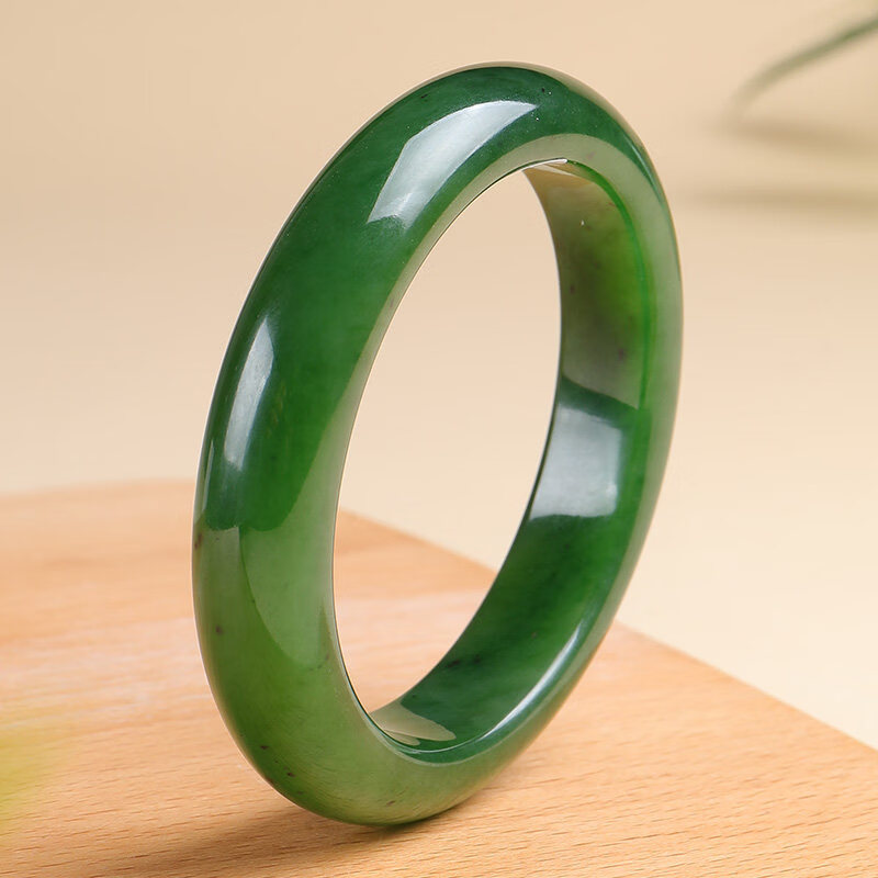 印象眸和田玉碧玉手鐲菠菜綠玉鐲子玉石手鐲女款送長輩送老婆禮物 內(nèi)徑約55-56mm