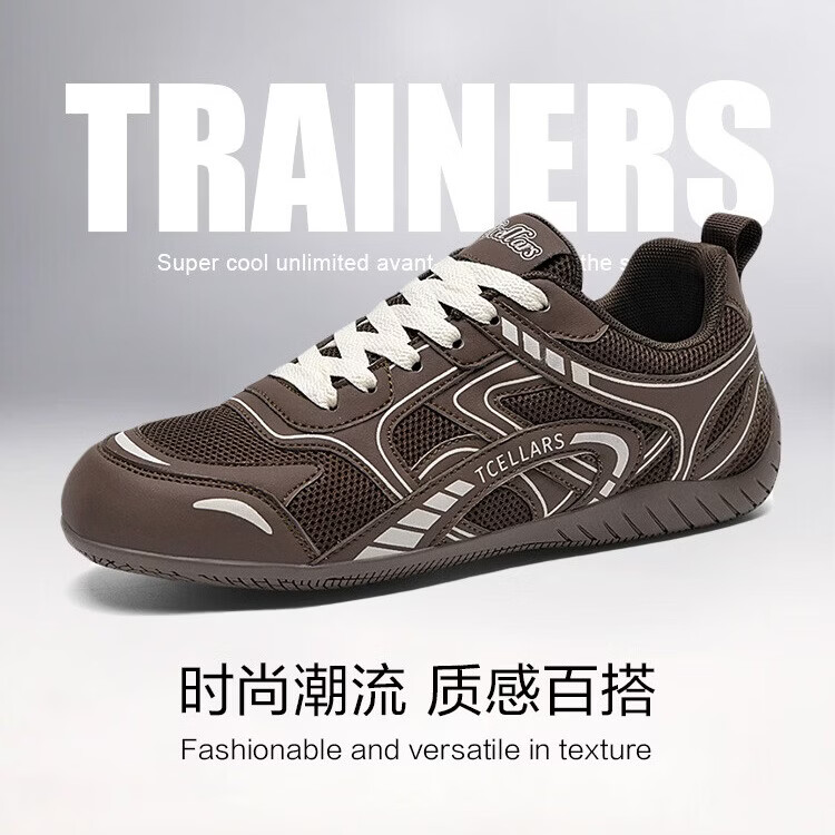 Tcellars德训鞋男鞋春季新款赛车鞋低帮平底板鞋百搭休闲鞋子 咖啡棕 39