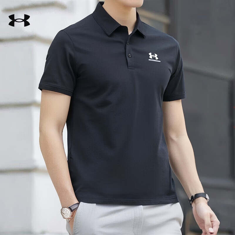 安德玛（Under Armour）男装短袖 2026夏季新款运动服潮流宽松健身训练透气T恤POLO衫 混纺面料/店长推荐 M (170/92A)