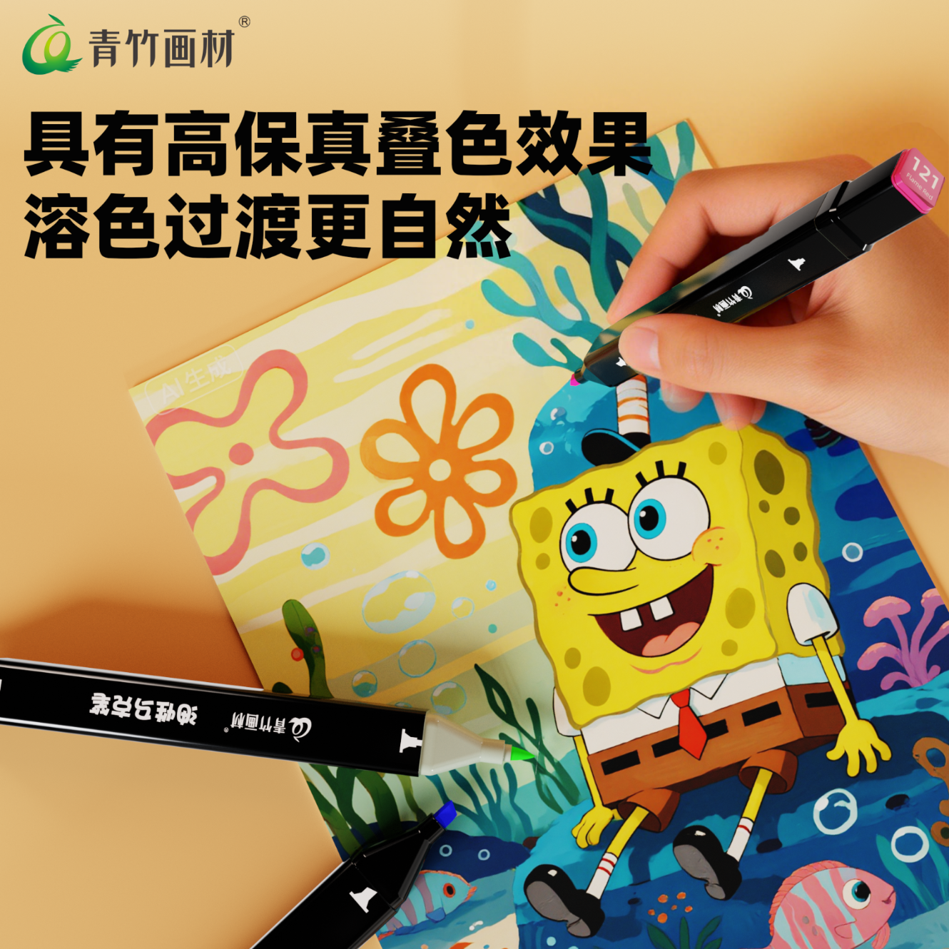 青竹画材马克笔套装水彩笔动漫双头油性笔记号笔芯画笔礼盒学生文具儿童生日开学礼物送男孩女孩 36色