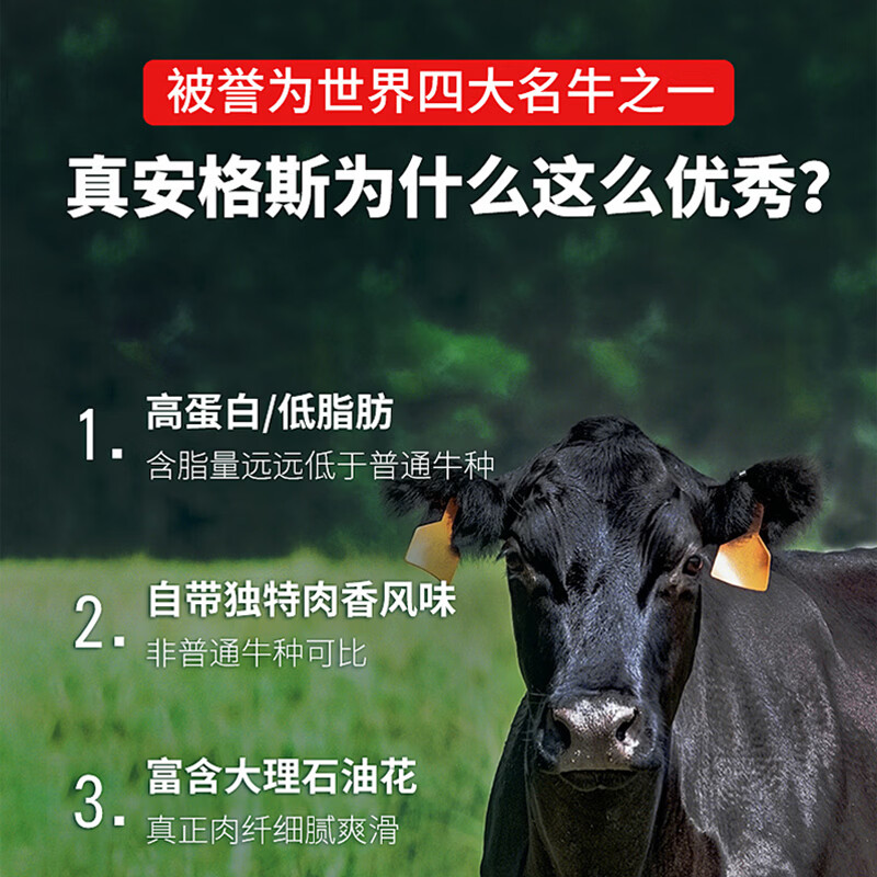 农夫好牛进口安格斯谷饲原切牛排1000g西冷眼肉板腱牛排厚切牛排 牛肉生鲜 安格斯谷饲眼肉1000g/5片