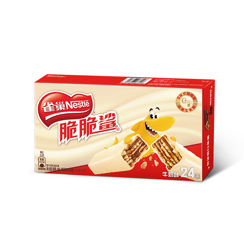 雀巢（Nestle）脆脆鲨牛奶味巧克力夹心威化饼干24条446.4g休闲零食新年年货礼物