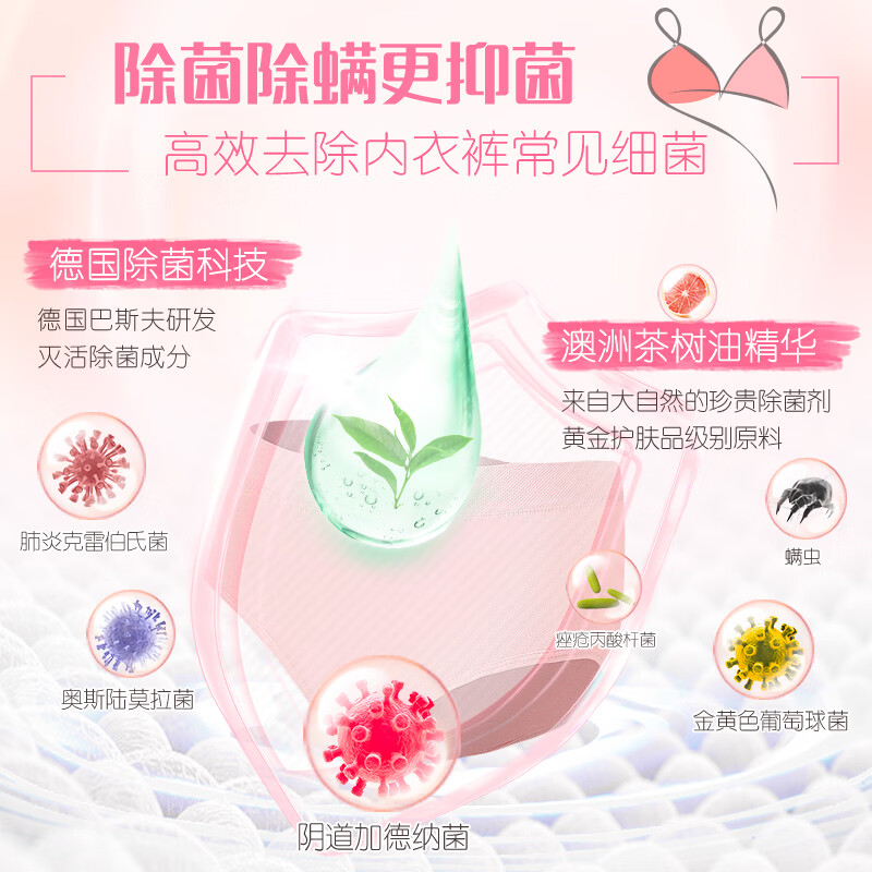 立白内裤内衣洗衣液清洗液女士专用去血渍除菌抑菌手洗持久留香 【内衣专护】除菌内衣洗480g*2+80g