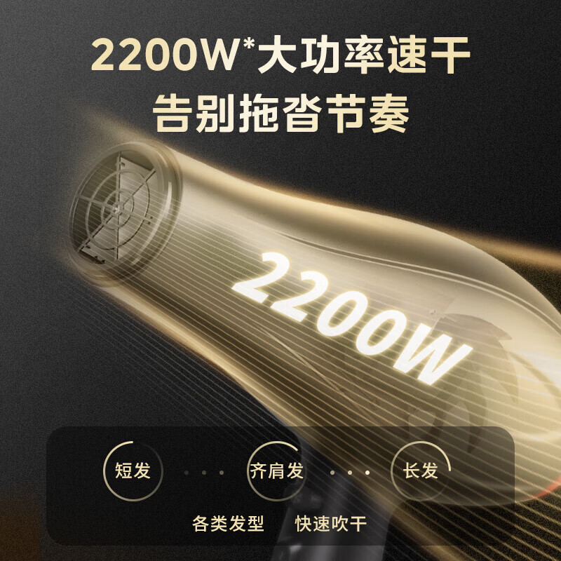 美的专业电吹风机2200W大功率发廊理发店专用吹风筒家用冷热风发廊款 发廊造型款 【6种吹风组合造型百变】