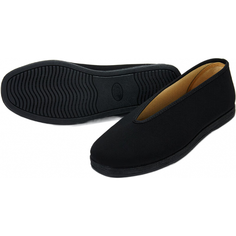 同升和【正品】老北京布鞋男舒適透氣休閑橡膠底防滑爸爸爺爺老人鞋子 黑色 38