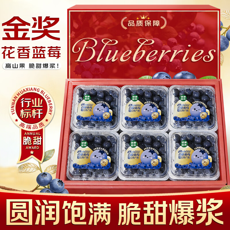 JDBMO云南花香蓝莓【顺丰/JD-多地次日达】新鲜水果当季鲜果宝宝辅食 单果15mm+【甄选款】 125g*8大盒  净重800g
