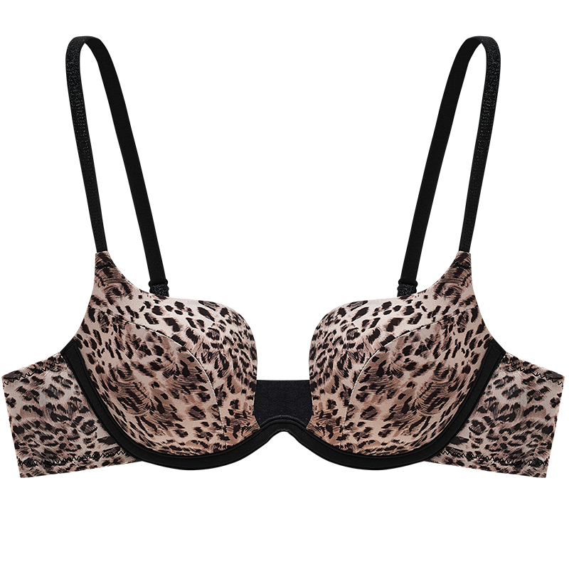 mybody商場同款內(nèi)衣女深u雞心小胸聚攏無痕百搭豹紋文胸胸罩 豹紋 70B