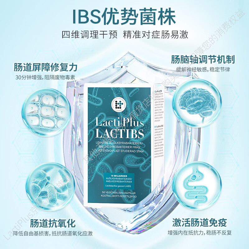 Lactiplus乐芙乐斯ibs肠易激综合征益生菌肠道功能紊乱格氏乳杆菌原装进口 【无效退款】周期装 56粒*3盒 /显著改善IBS