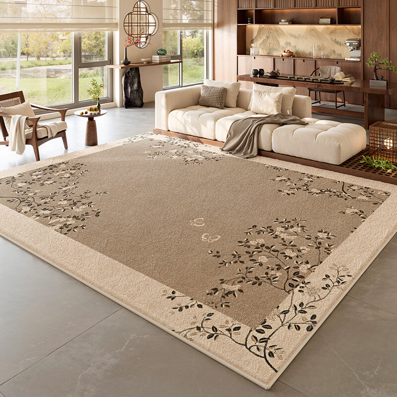 Y U-LIVE新中式地毯客厅2026新款中古风防水免洗可擦禅意茶室沙发茶几 S仿羊绒-溪叶 140×200cm【精致双线包边】