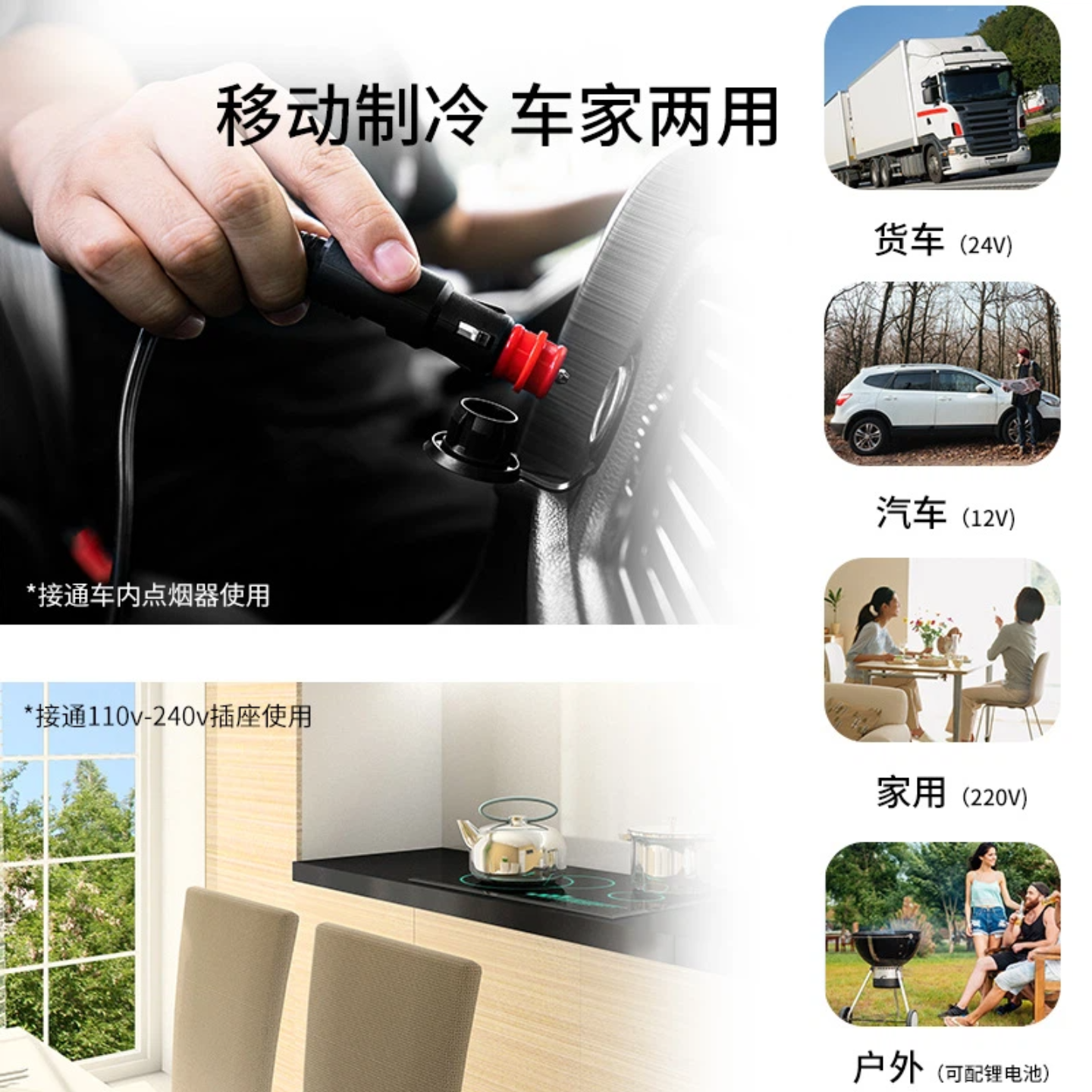 PMG车载冰箱恒温箱可调温度冷藏冷冻12V24V220V可加热车家两用小冰箱 黑色 车家两用 [-10~65°C]恒温冷藏 35L