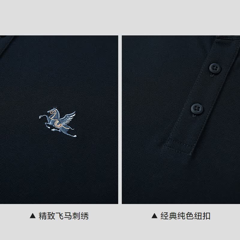 海澜之家（HLA）POLO衫男马年凉感马上好运短袖男夏季 藏青7D HNTPW2F059A L 175/92A 推荐137~150斤